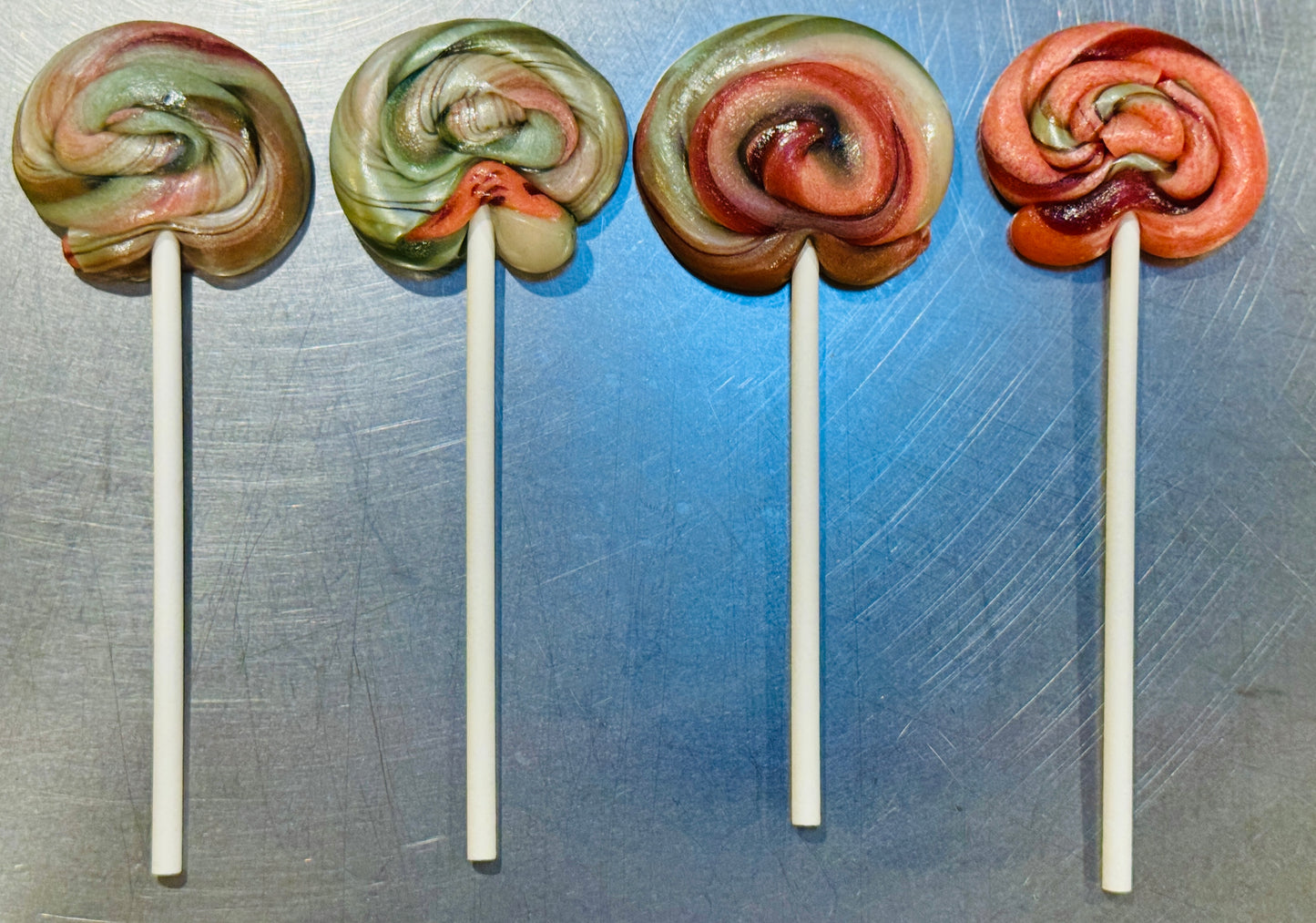 Watermelon Spiral Lollipops