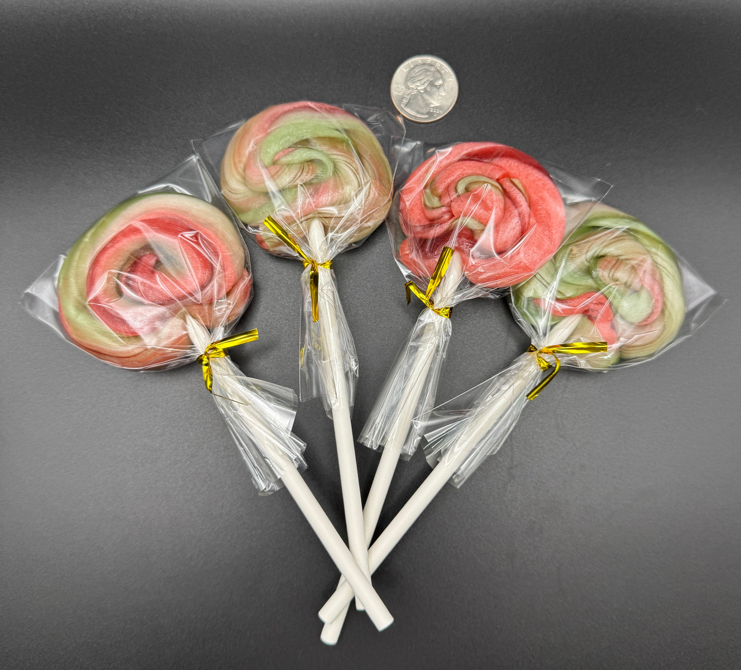 Watermelon Spiral Lollipops